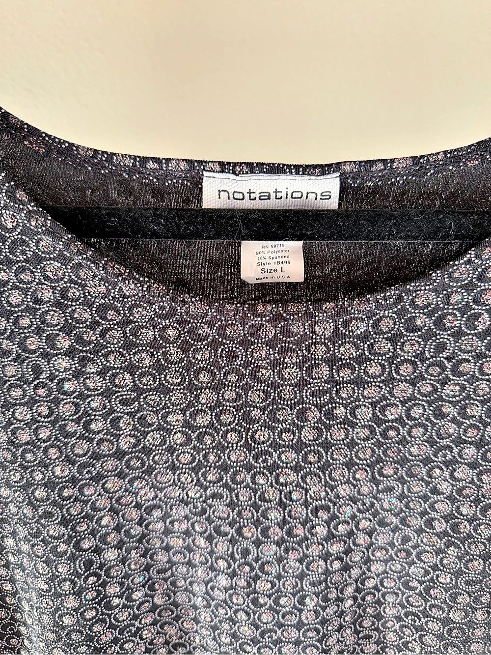 Notations Sparkly Geometric Going Out/Holiday Tank Top in Black